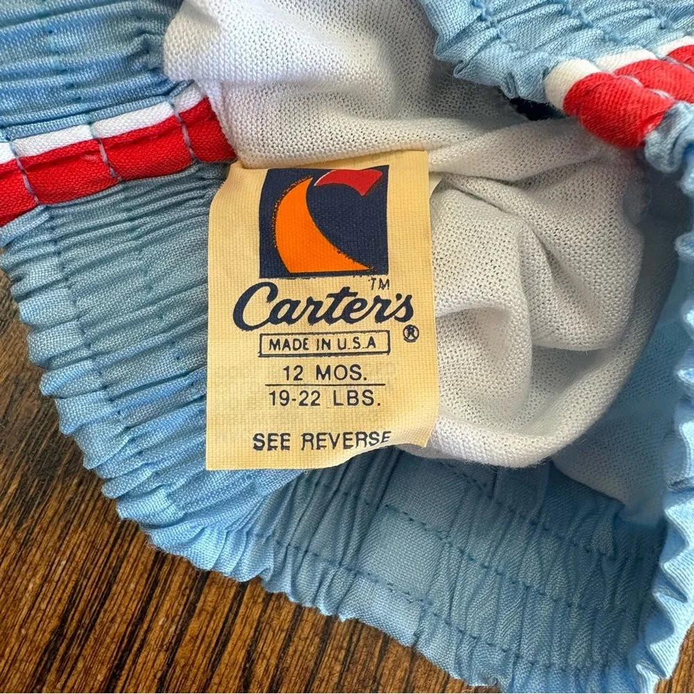 Vintage Carters Shorts 70s 80s Baby Toddler Size 12 Month Retro Lined Athletic